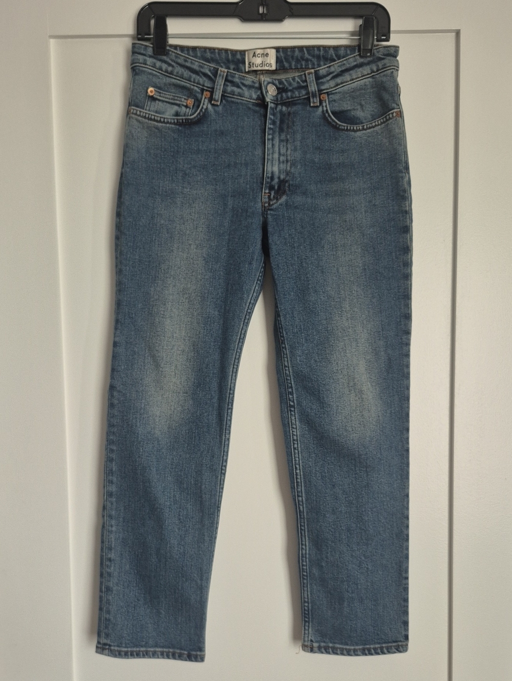 Acne Studios Straight Mid-Rise Blue Straight-Leg Jeans, 27/32